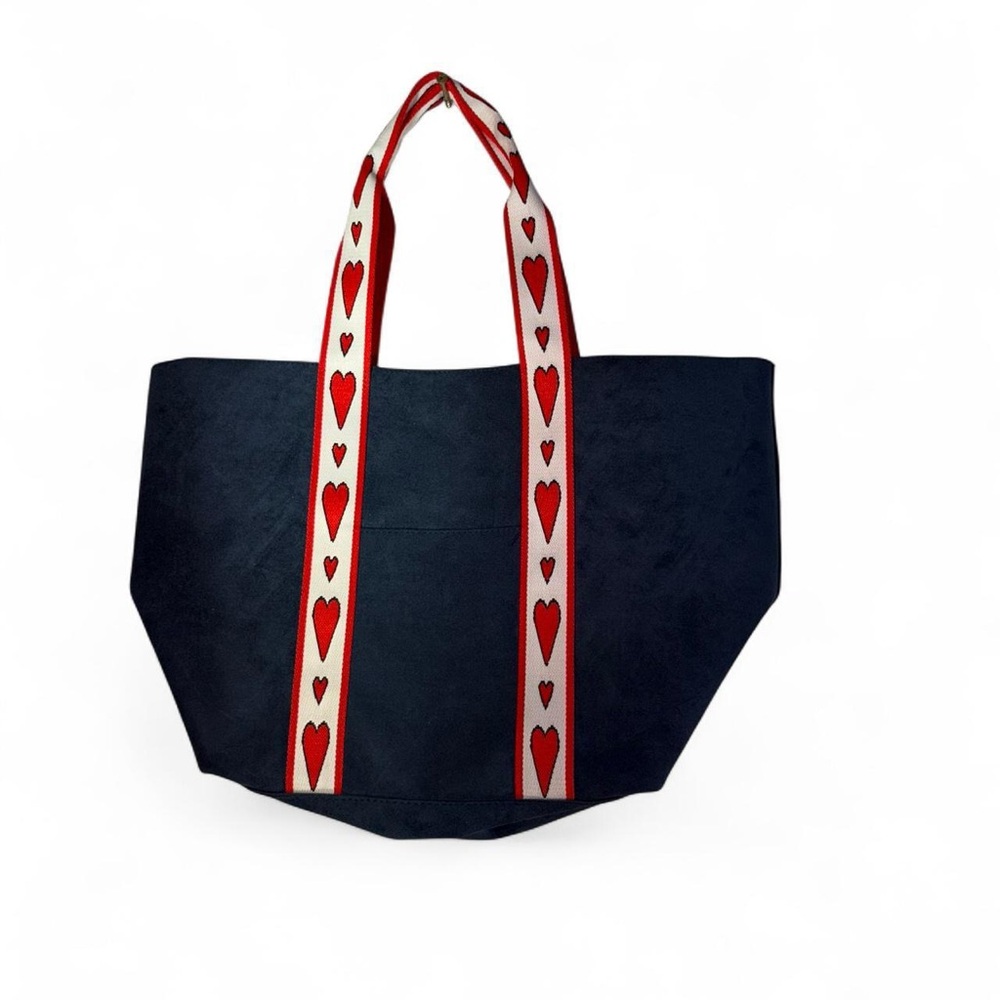 Brighton Navy Tote with Red and White Heart-Strap - Picture 2 of 6
